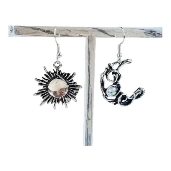 Sun and Moon Dangle Earrings - Picture 1 of 6
